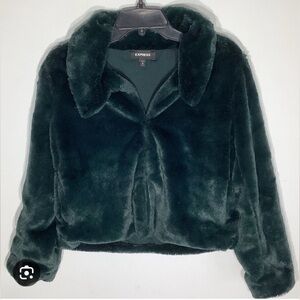 Express Faux Fur Green Jacket